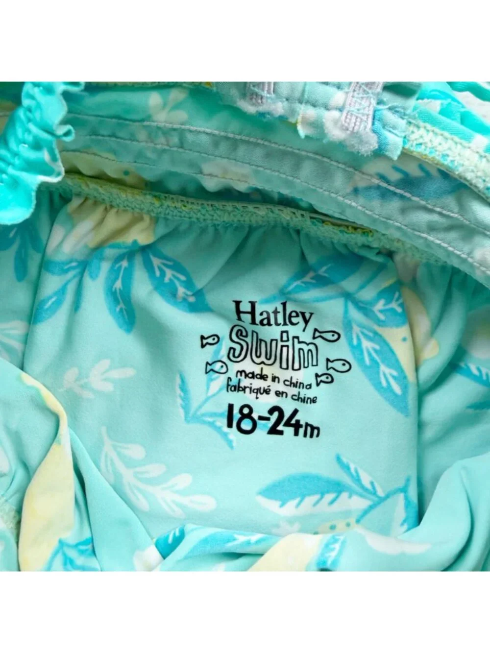 Hatley Kids Lemon Print Ruffled One Piece Swimsuit Swimwear 18-24 Months